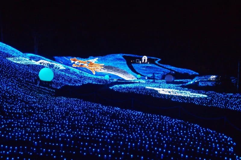 ski slope with electronic lights