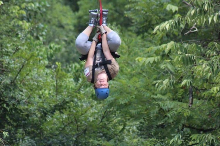 Enjoying a ride on a zipline in Sevierville, Tennessee. Kate Hartshorne photos.