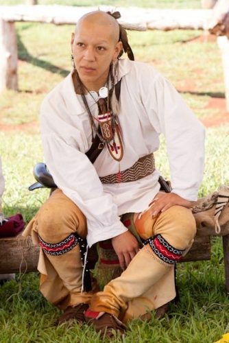 Cherokee man with traditional hairstyle and plucked eyebrows