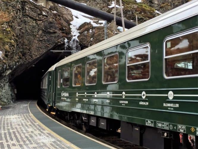 The Flam Railway enters a tunnel in Norway's Fjordlands. Janis Turk photo.