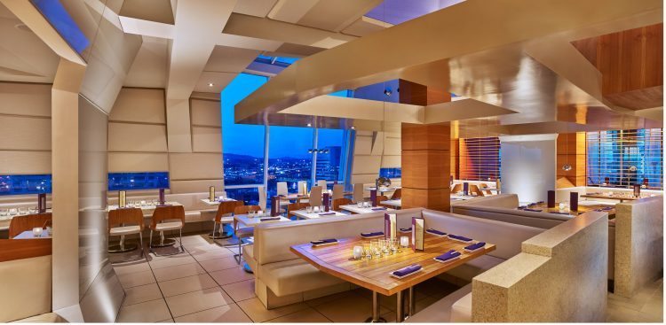 Departure's Dining Room, with a dramatic city view of Portland, Oregon.