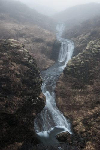 A waterfall off the side of the road not far from Geysir in Iceland.