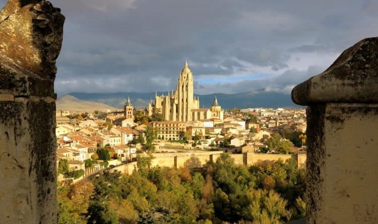 Segovia from the castle in the sunlight