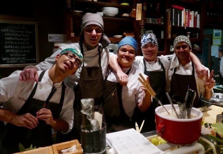 Happy sushi chefs at Uchi, in Austin.
