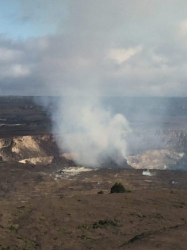 Smoky volcano at Volcanoes National Park, Hawaii. 