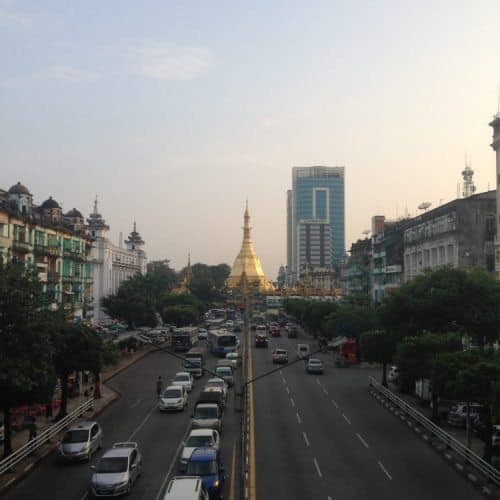 Sule Paya in Yangon at sunset