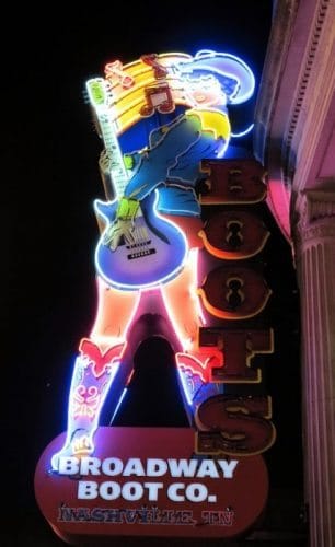 Broadway Boot, one of many boot shops on a main street in the city.