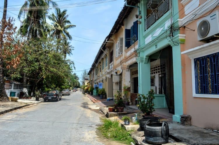 French designed buildings in Kampot.