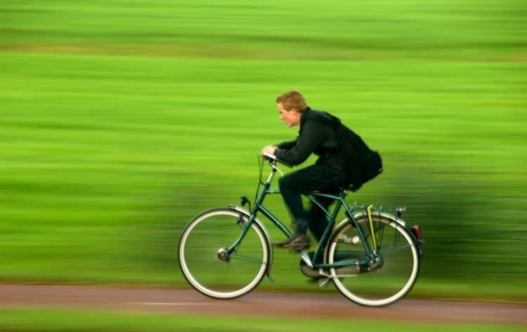 A Dutch boy on his way to school.