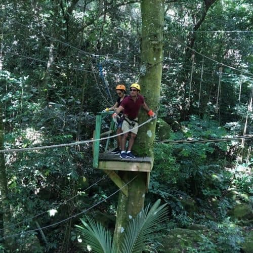 Zip lining through the rain forest in Antigua.