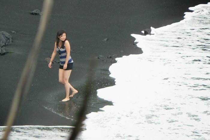 black sand beach in Maui