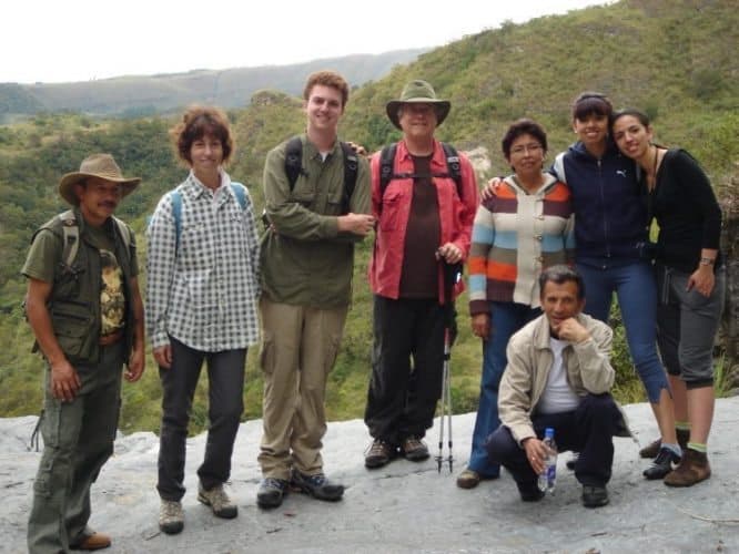 A family hiking in Colombia.