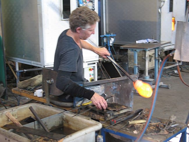 Shaping the glass in Sweden at Kosta Boda.