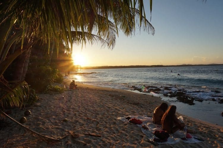 Sunset on the Cloud 9 beach Philippines..