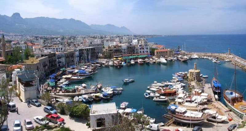 The view over the North Cyprus harbor boasts stunning views of the city as well as the Mediterranean.