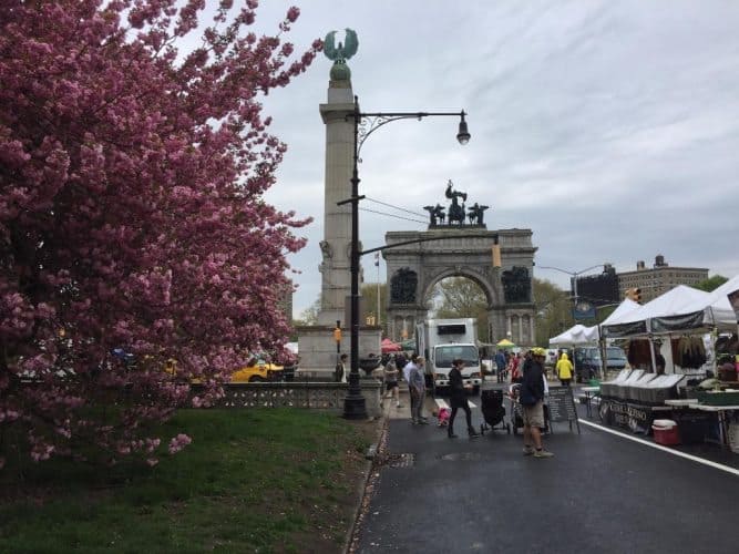 During cherry blossom season, the views from Grand Army Plaza in Prospect Park are stunning. 