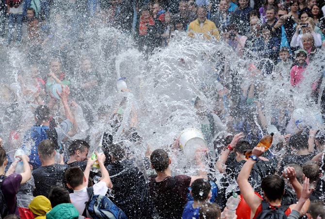 A celebration of Wet Monday in Lviv, Ukraine.