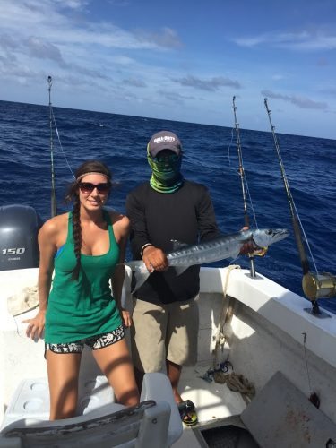 Barracuda was among the fish caught in the blue water off of Ambergris Caye.