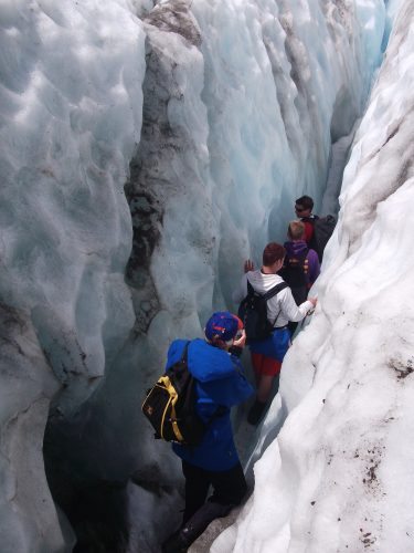 Crawling through the crevasses at Franz Josef Glacier.