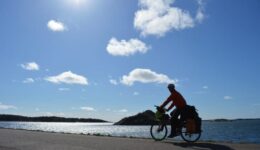Cycling near the shore in Kattlegattleden Sweden. Laura Ricketts photos.