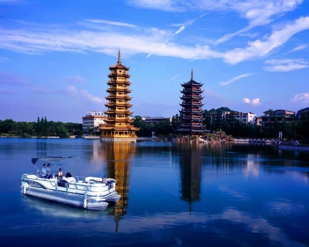 Pagodas on the Li River.