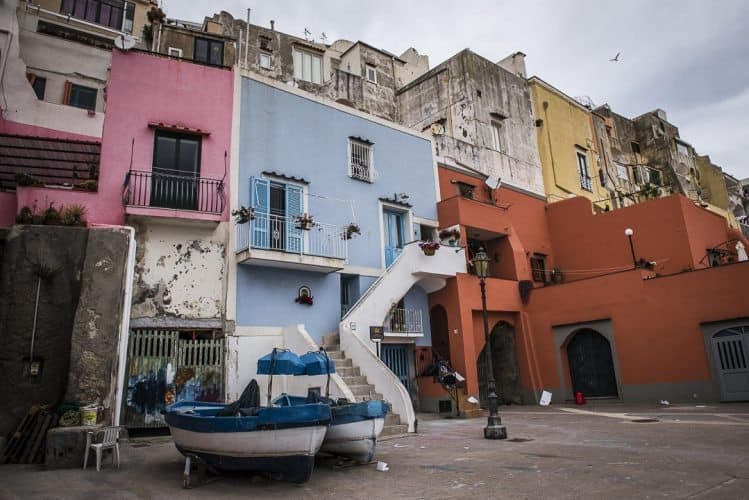 The apartments along Marina Corricella on Procida.