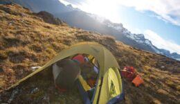 Freedom camping on the Routeburn track.
