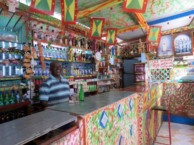 Charlie, the owner of Charlie's Bar on Grenada, welcomed us in for some Ting and some local beers on a hot afternoon.