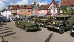 Lavenham with vintage Jeeps during Forties weekend. Visit East Anglia photo.