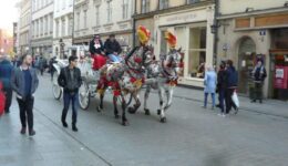 A horse-drawn carriage in the Old Town in Krakow