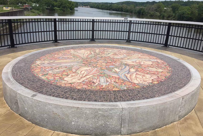 Amsterdam, NY: The Erie Canal is Overflowing with History 7 The Wheel of Life Mural of The Mohawk Valley Gateway Overlook Pedestrian Bridge