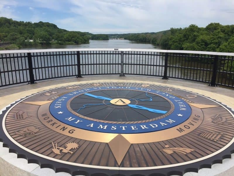 A special plaque commemorates the 200 year history of the canal on this bridge over the water.