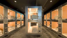 Capsule hotels offer super cheap accommodations for super small sleeping spaces.