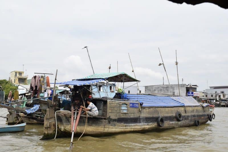 A Family Living on the Mekong Delta in Vietnam. 