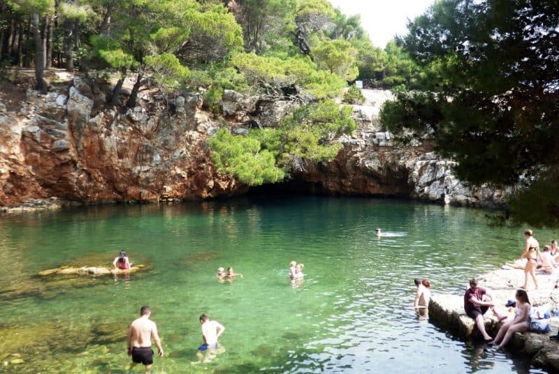 Bathers in the salt lake on Lokrum Island, a short ferry right from Dubrovnik.