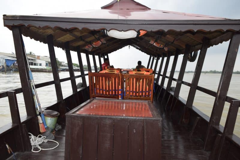 A longboat on the Mekong river in Vietnam.