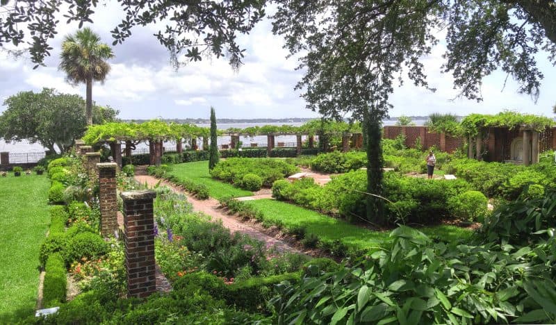Cummer Museum Gardens overlooking St Johns River. Jacksonville, FL.
