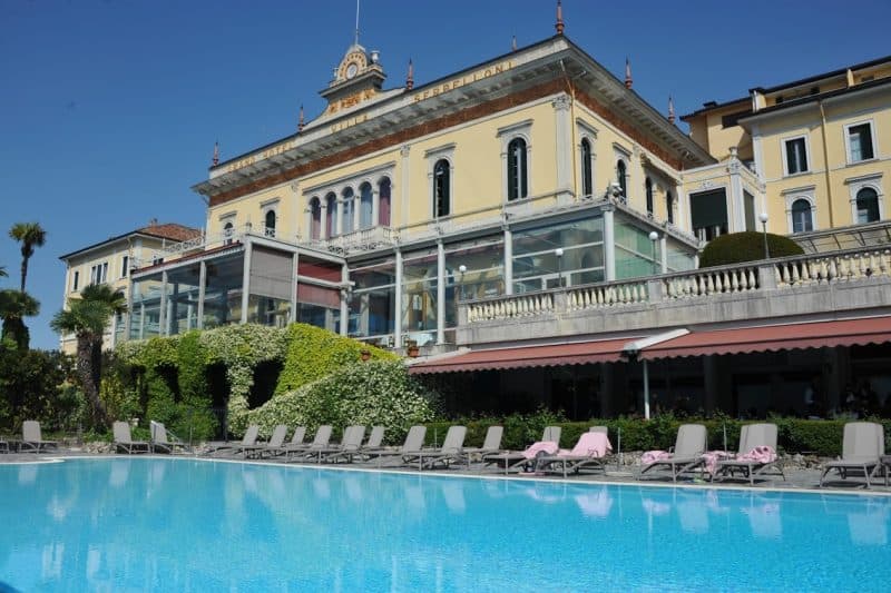 Poolside at great Grand Hotel Villa Serbelloni, Bellagio, Italy.