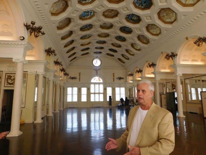 The ceiling of the Canfield Casino, our tour guide explains how only the extremely wealthy were allowed in the casino back in the day.