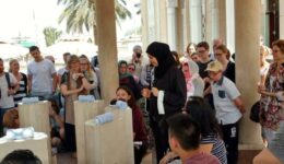 Ritual washing before entering Jumeirah Mosque in Dubai.