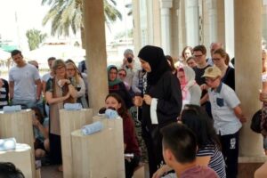 Ritual washing before entering Jumeirah Mosque in Dubai.