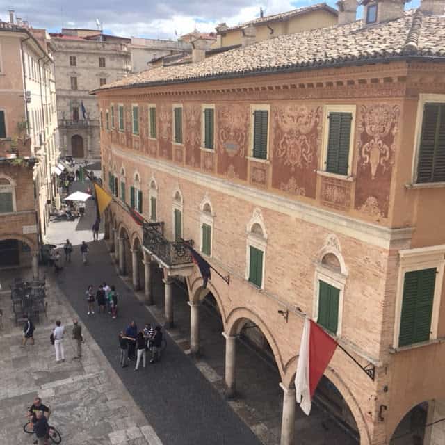 The Renaissance Piazza del Popolo in Ascoli Piceno is considered one of the most beautiful squares in Italy. Photo by Peter Petre.