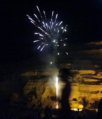 Crete: Matala Beach Festival 6 Firework display at the end of the first night of the festival, June 2016