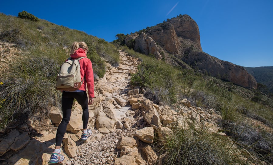 hiking up a mountain Alicante