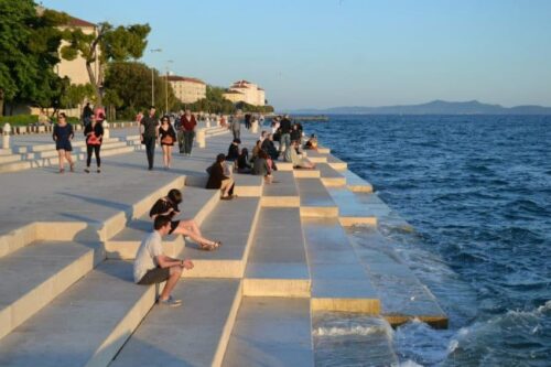 The Greeting to the Sea. Known as the sea organ, it's an architectural marvel that plays music through pipes from the movement of the waves.