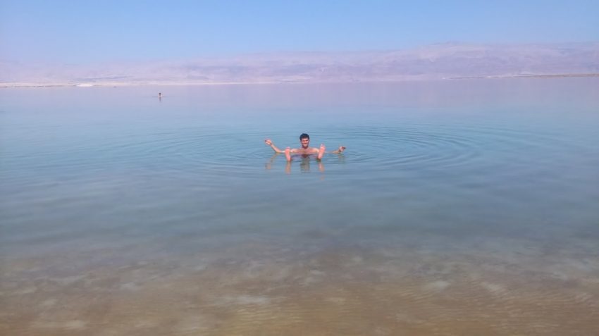 Floating in the Dead Sea.