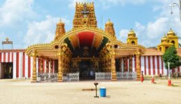 Nallur Kandaswamy Temple and it's impeccable architecture. Visitors must remove their shoes, and men their shirts as well before entering the temple.