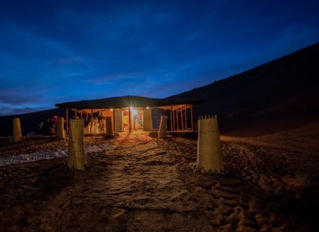 One of the unique experiences in Morocco is sleeping in the Sahara Desert in tented camps, typically reachable by camel.  Camping under the stars and away from the frenzy of city life is very refreshing for the soul.  Add to this exceptional cuisine, along with Berber entertainment, and the desert camp becomes a highlight of any visit to Morocco.