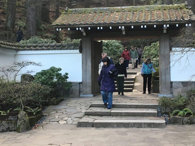 Portland's authentic Japanese Gardens are a popular place for a stroll. 