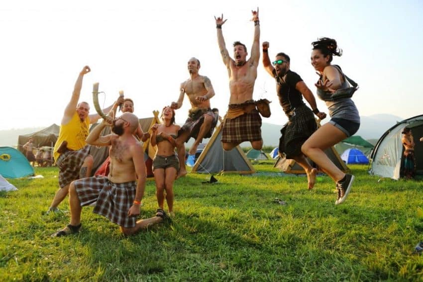 Popolo di Montelago expressing their levity at the Celtic Festival in Montelago, Italy